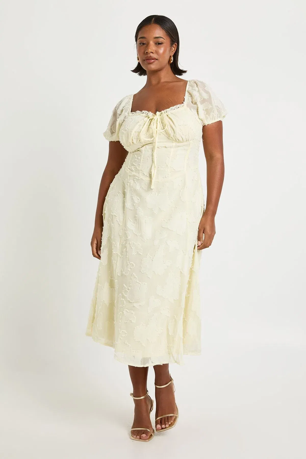 Plus Burnout Milkmaid Midi Dress