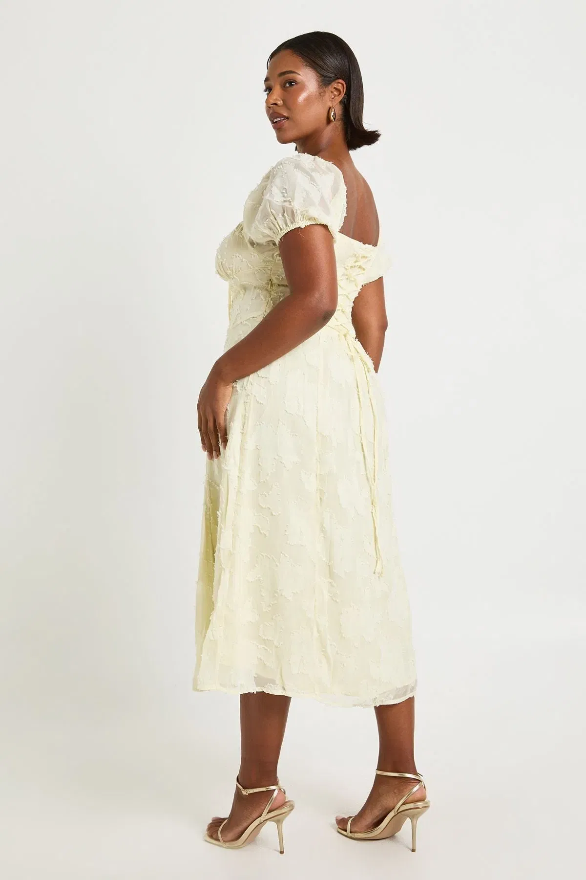 Plus Burnout Milkmaid Midi Dress