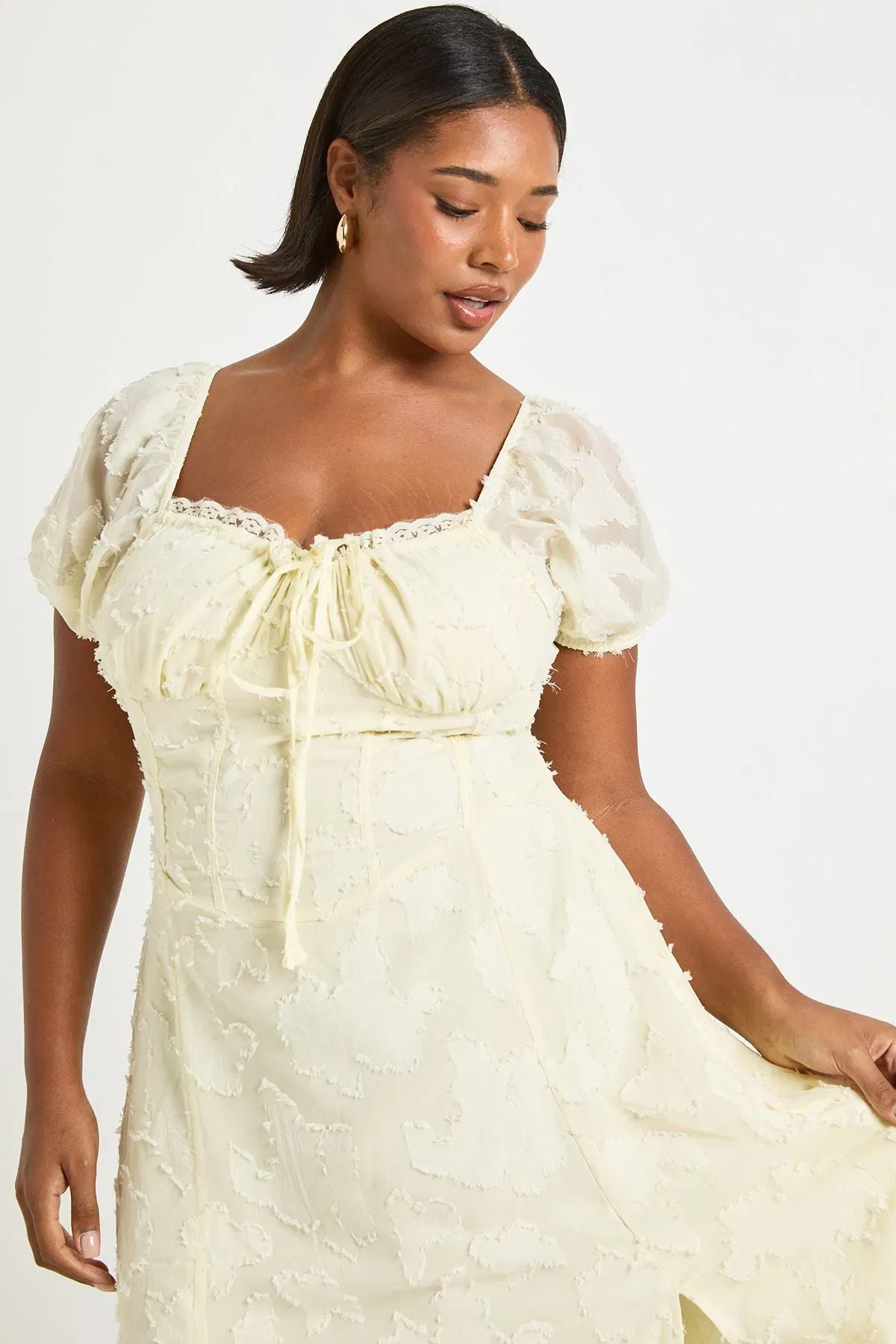 Plus Burnout Milkmaid Midi Dress