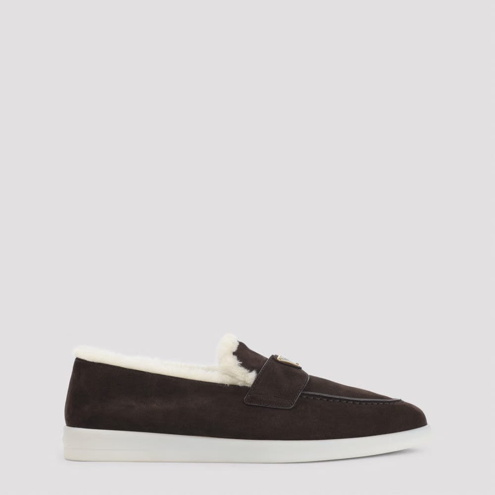 Prada Dark Brown Logo Loafers