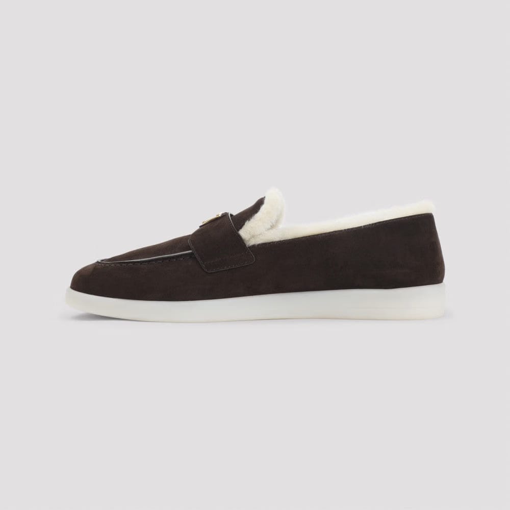 Prada Dark Brown Logo Loafers