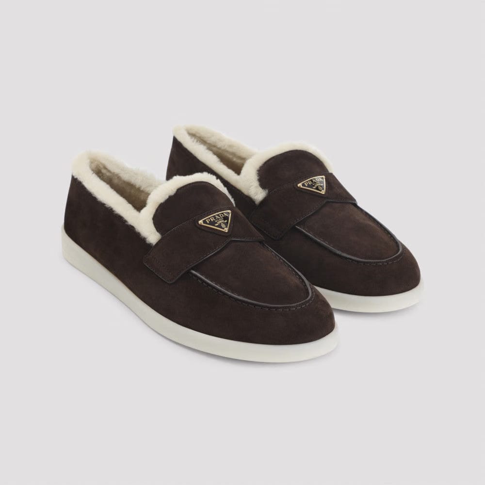 Prada Dark Brown Logo Loafers