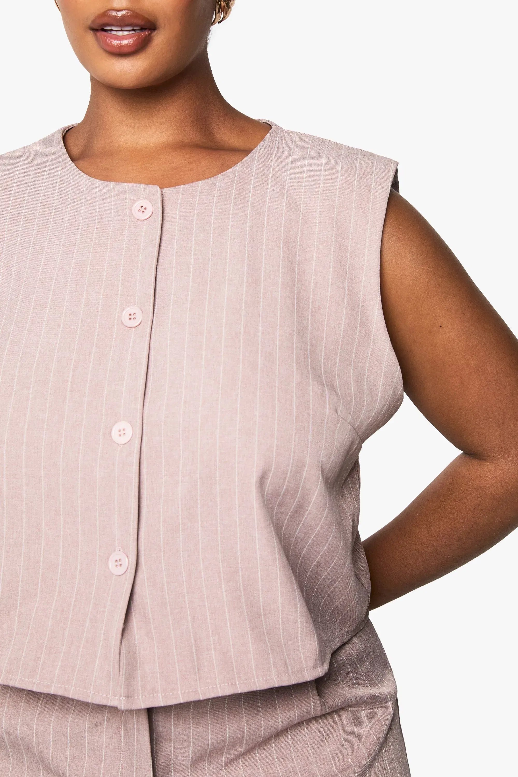 Plus Button Down Longline Waistcoat
