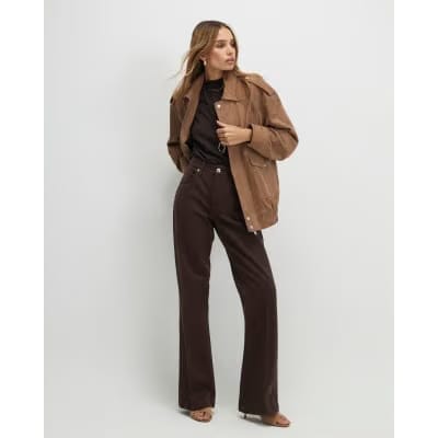 Brown Mid Rise Bootcut Jeans