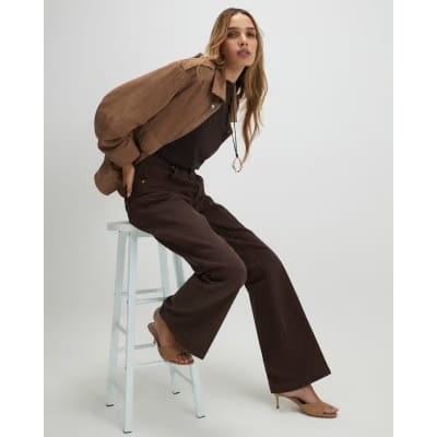 Brown Mid Rise Bootcut Jeans