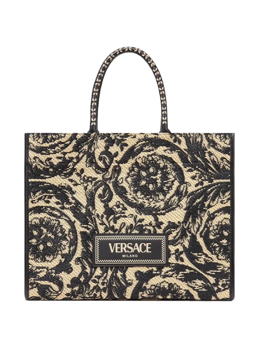 large Barocco Athena raffia tote bag