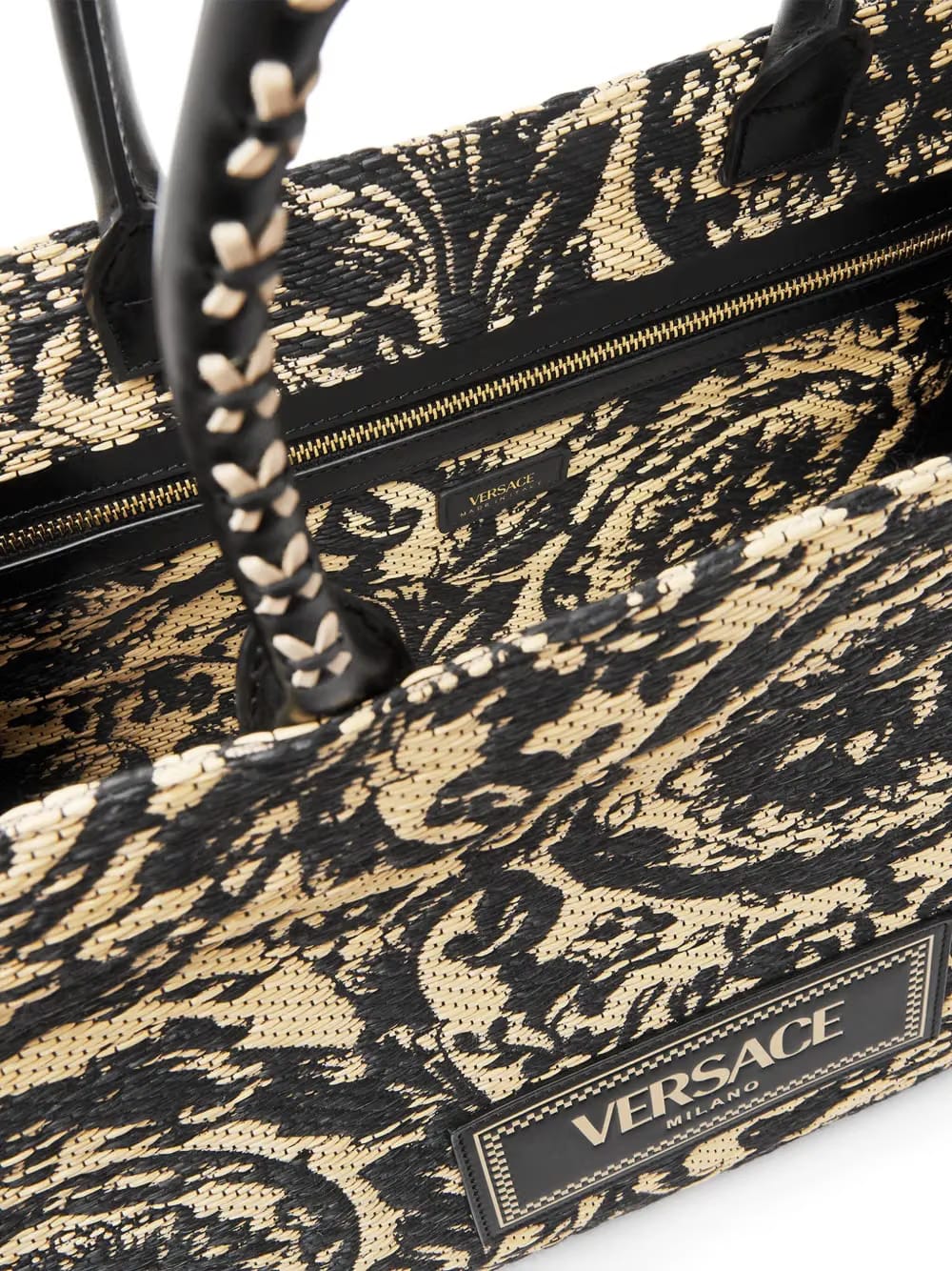 large Barocco Athena raffia tote bag