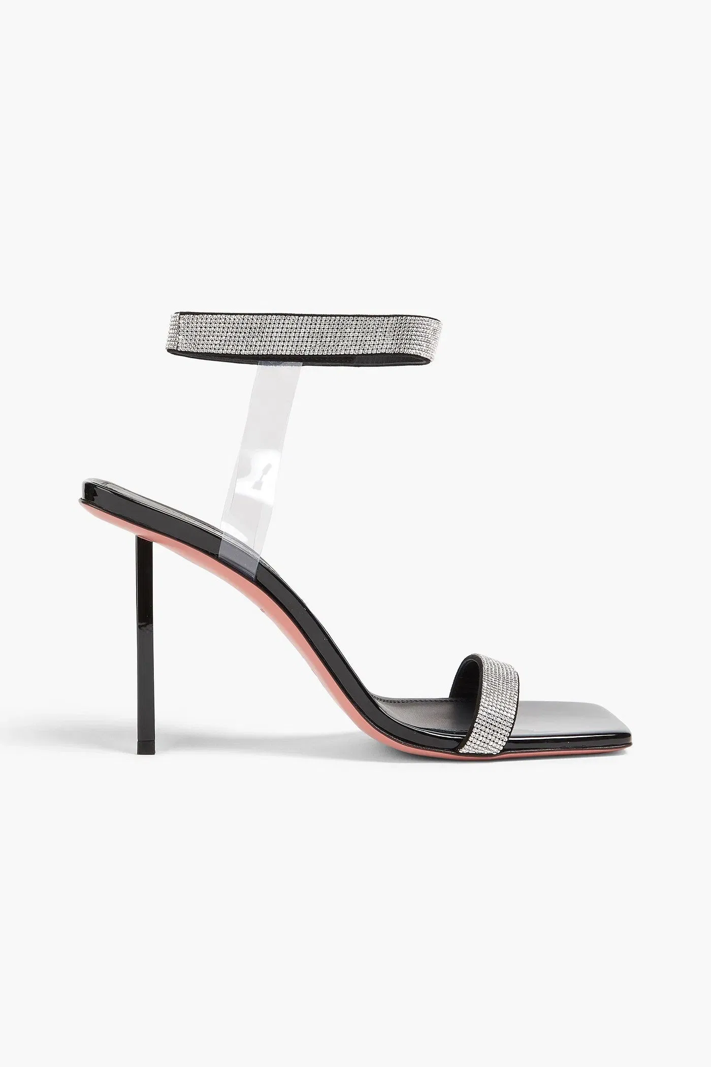 Amina Muaddi Rih Crystal-Embellished Suede And Pvc Sandals Black Women's