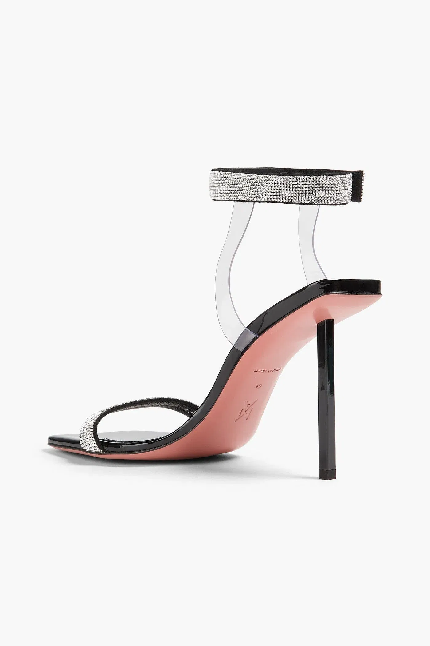 Amina Muaddi Rih Crystal-Embellished Suede And Pvc Sandals Black Women's