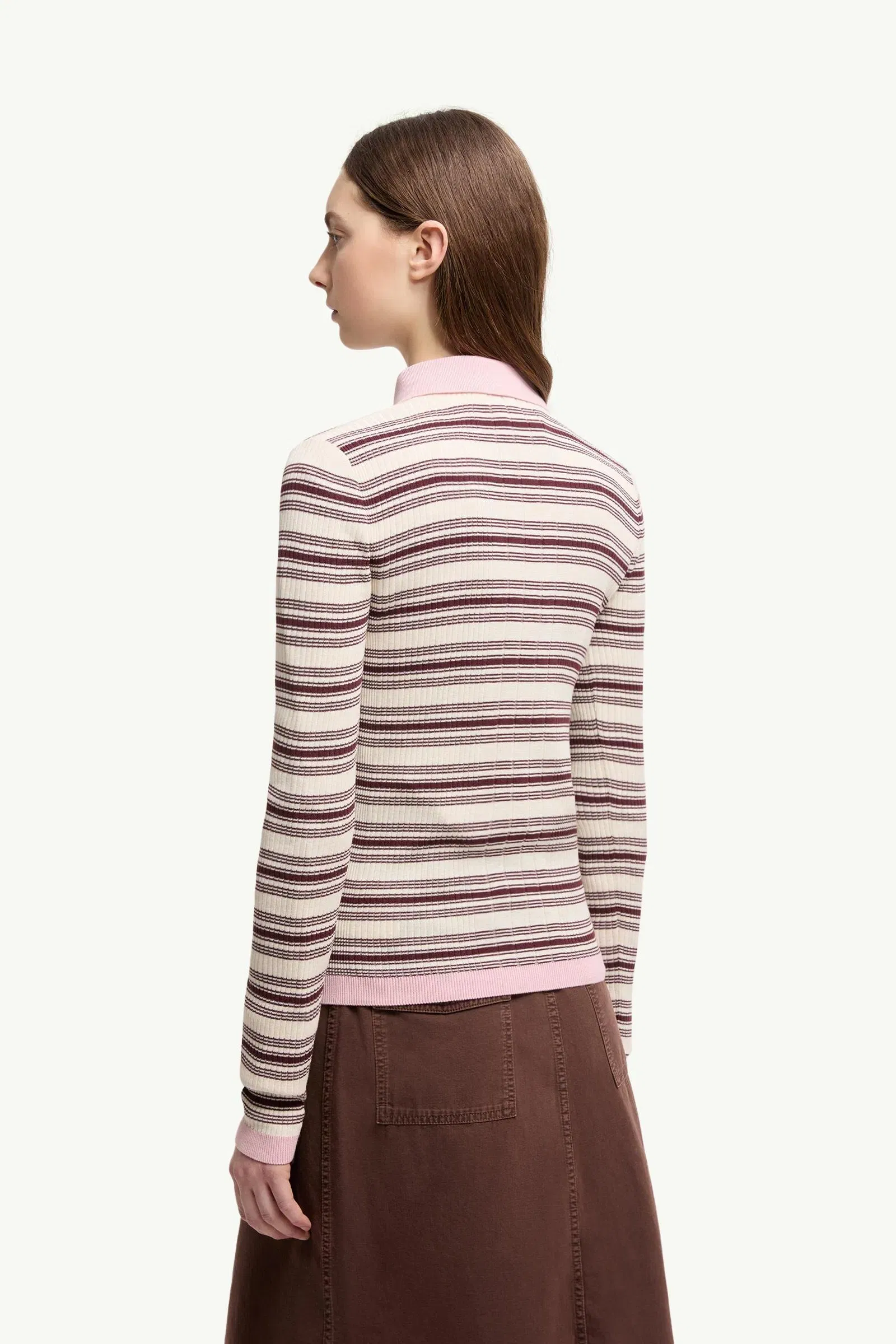 Moncler Cotton Crêpe Polo Shirt Brown & Pink Brown & Pink