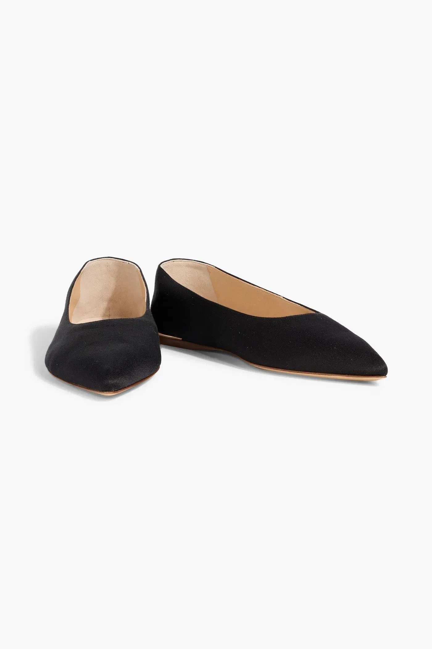 Gabriela Hearst Fleur Canvas Point-Toe Flats Black Women's