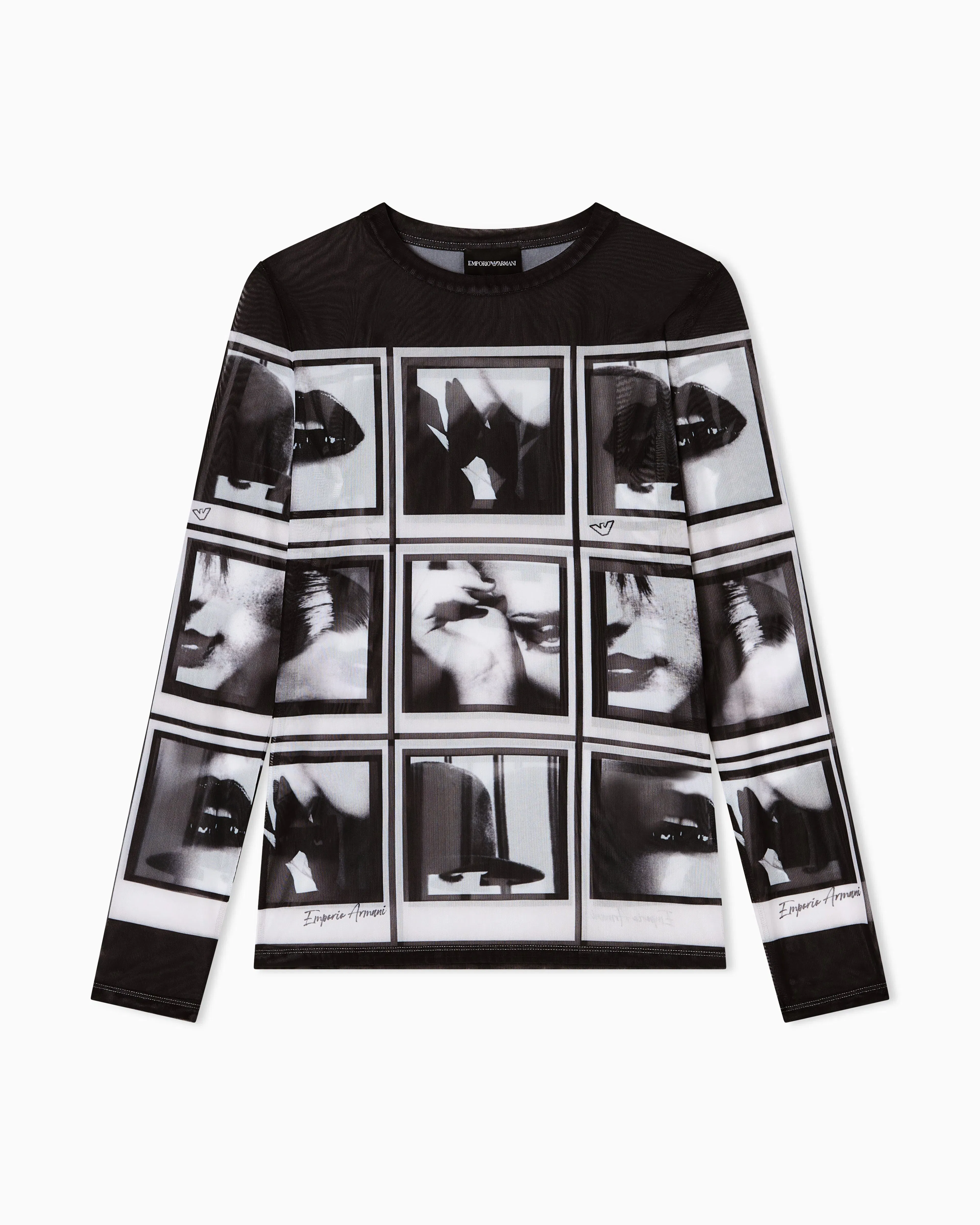 Emporio Armani Mesh jumper with all-over photographic prints