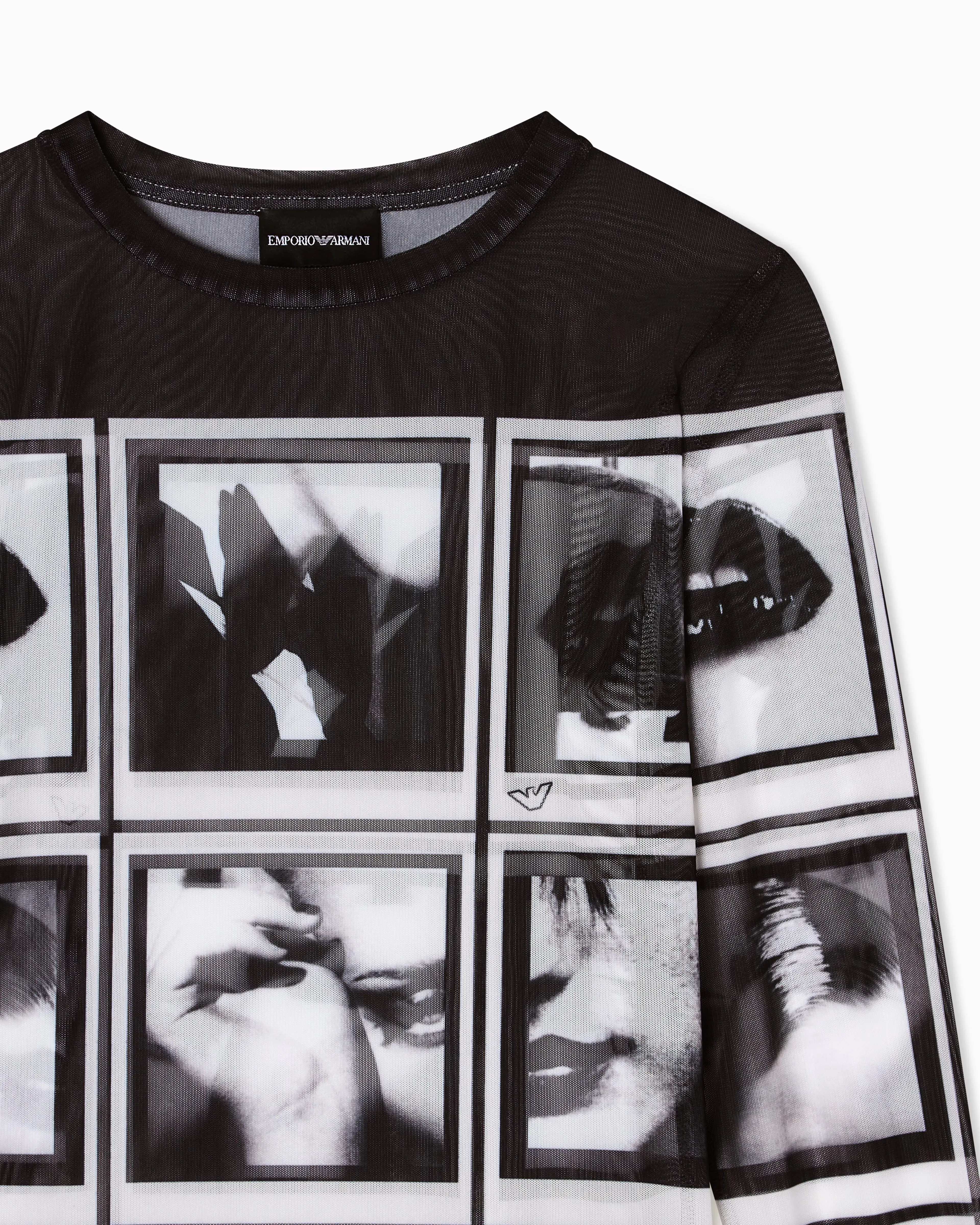 Emporio Armani Mesh jumper with all-over photographic prints