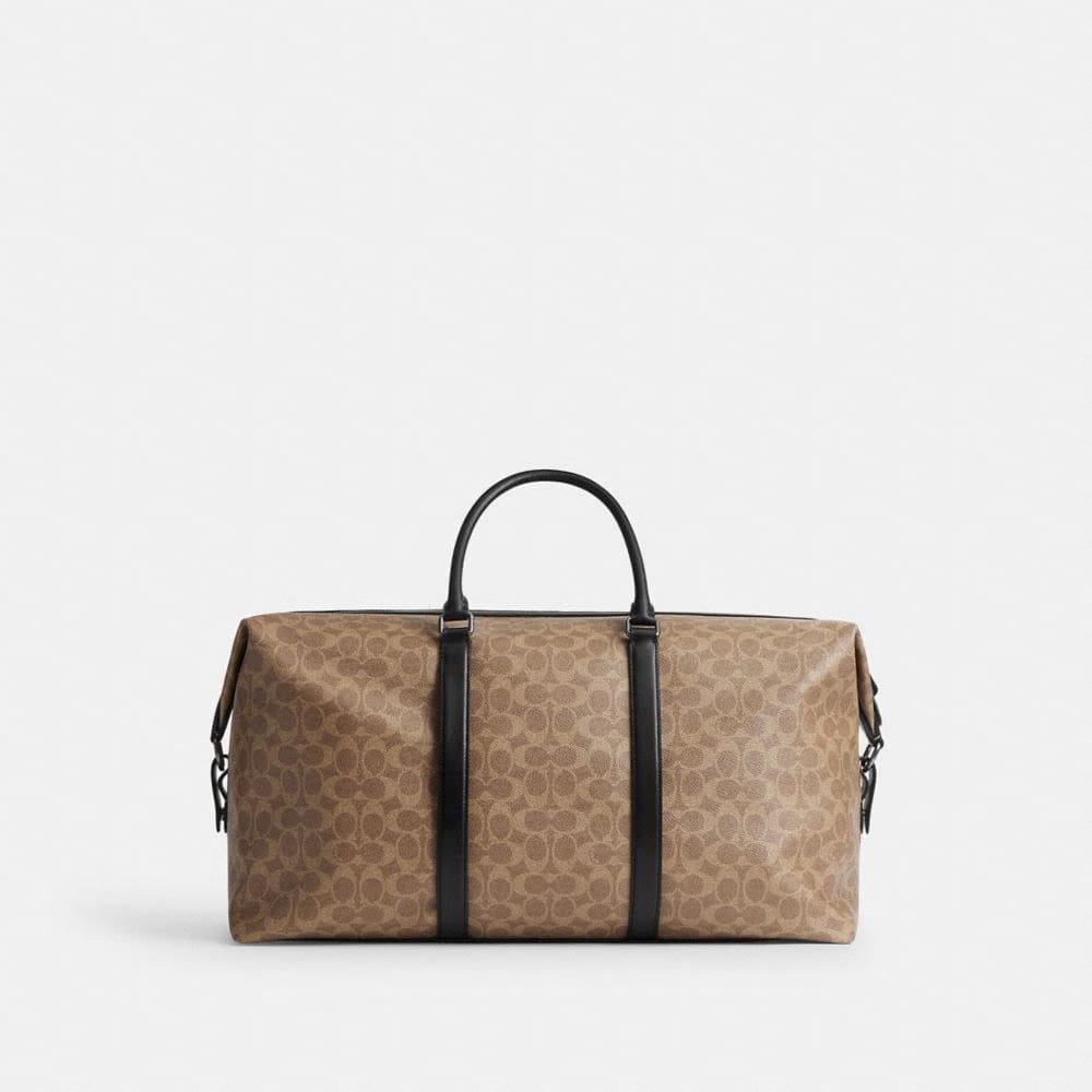 Coach Trekker Bag 52 In Signature Canvas Gunmetal Tan Black