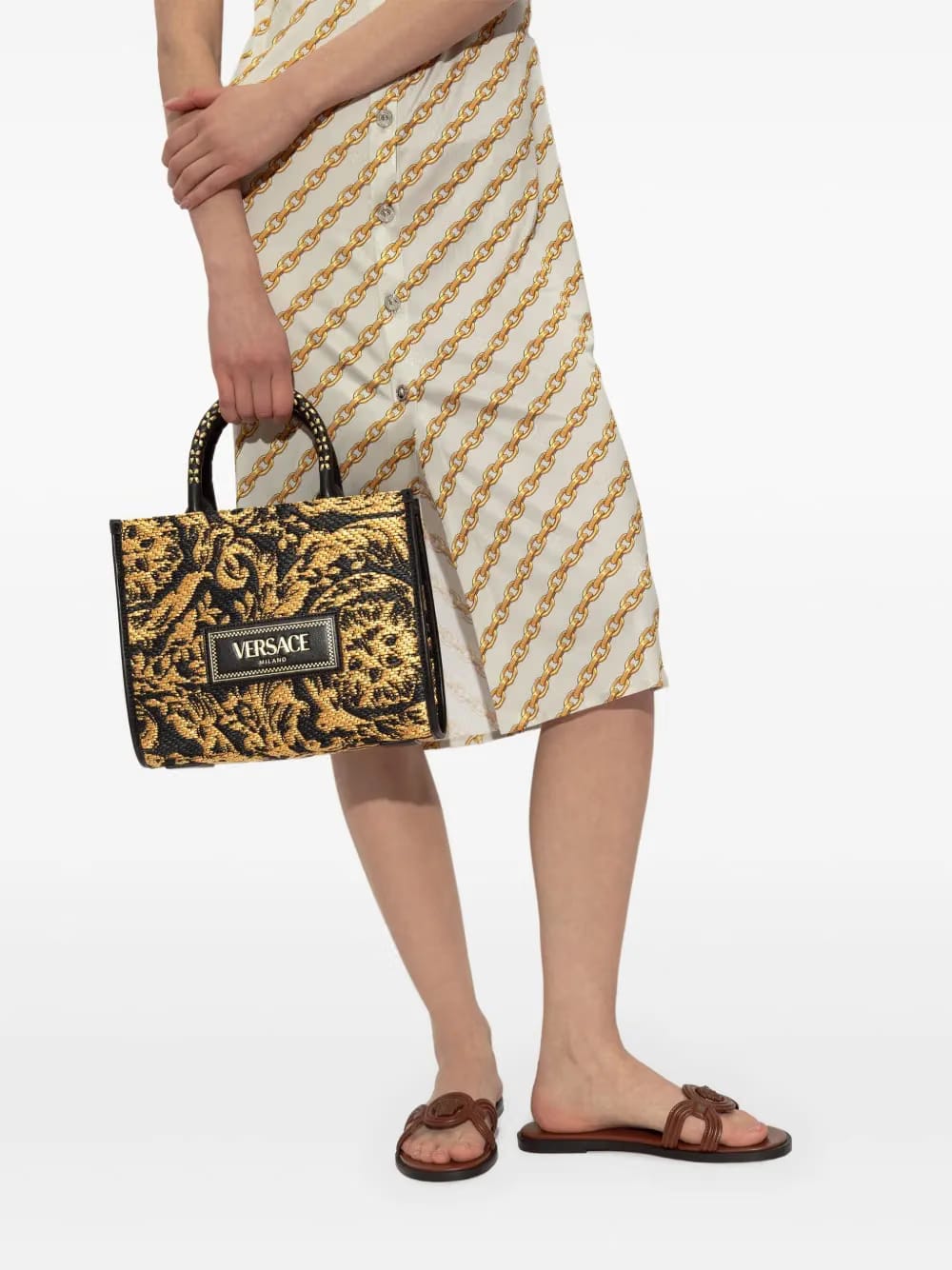 small Barocco Athena raffia tote bag