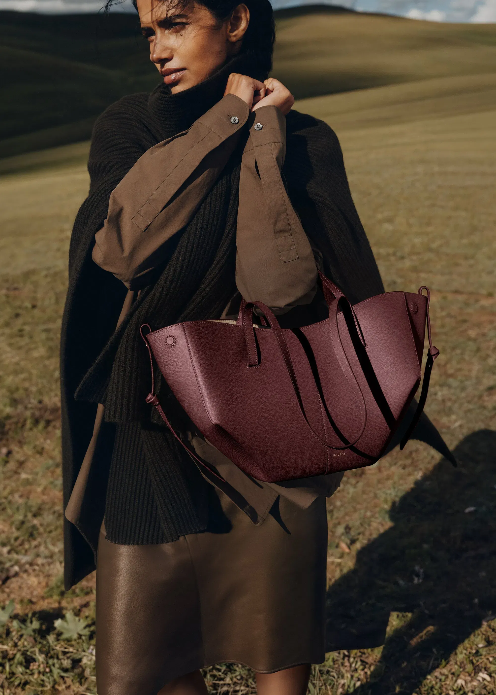 Polene Cyme Mini Textured Black Cherry
