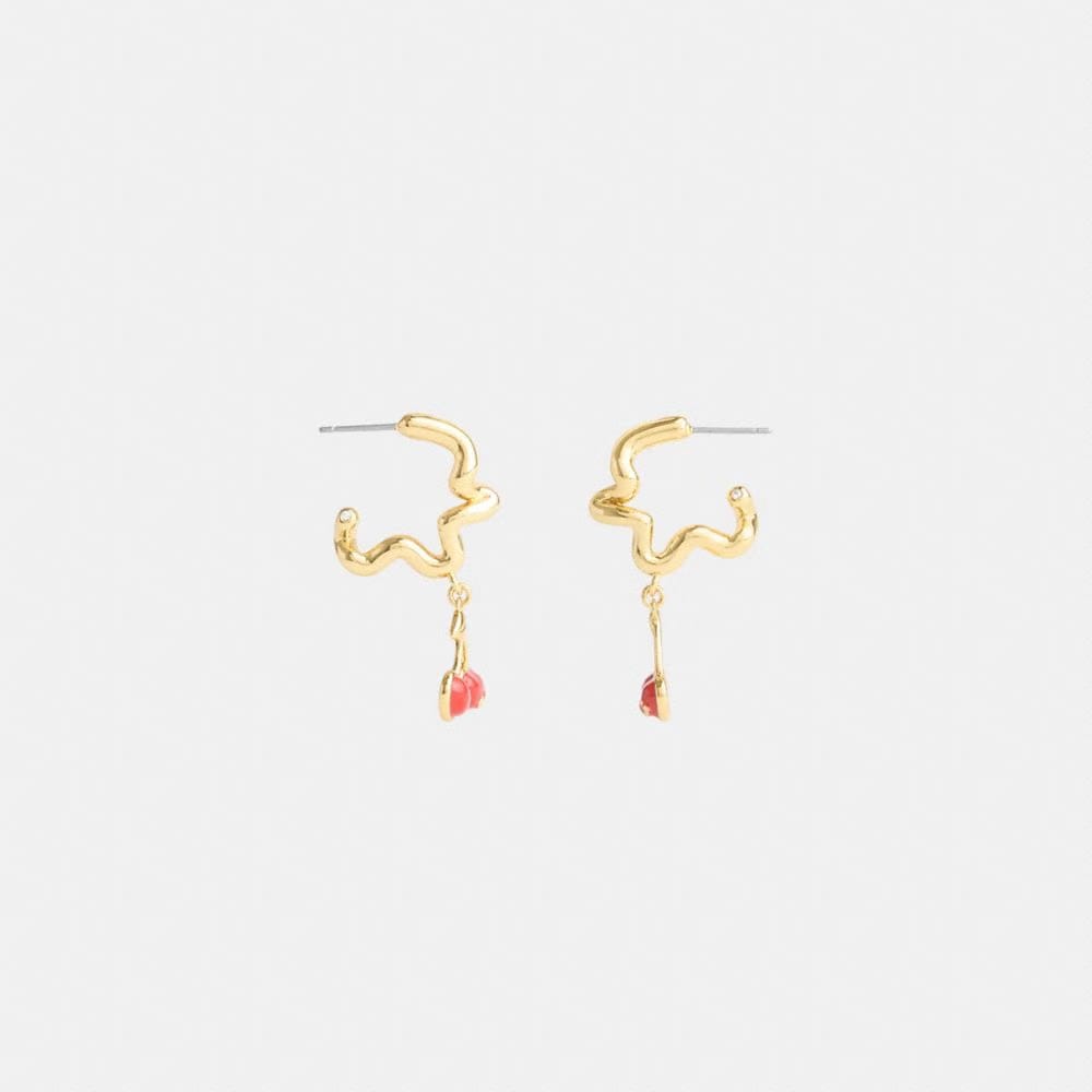 Cherry Wavy Huggie Earrings