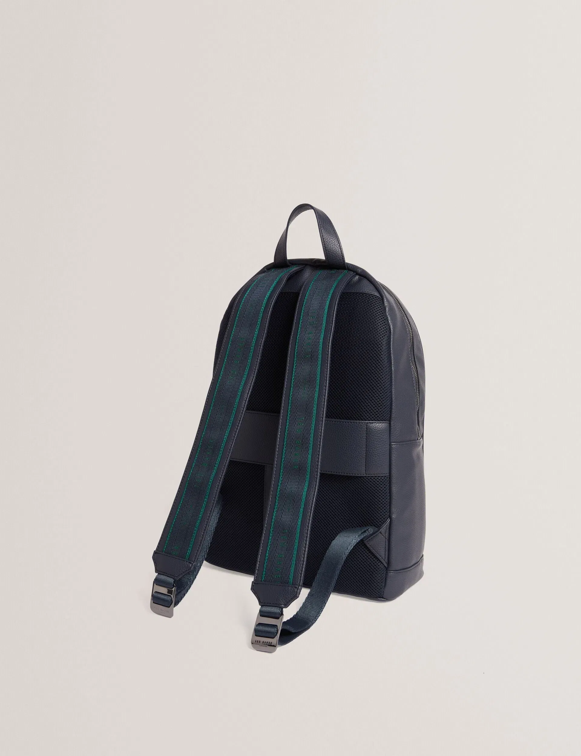 Ted Baker Kaileb Navy Faux Leather Backpack With Webbing Straps