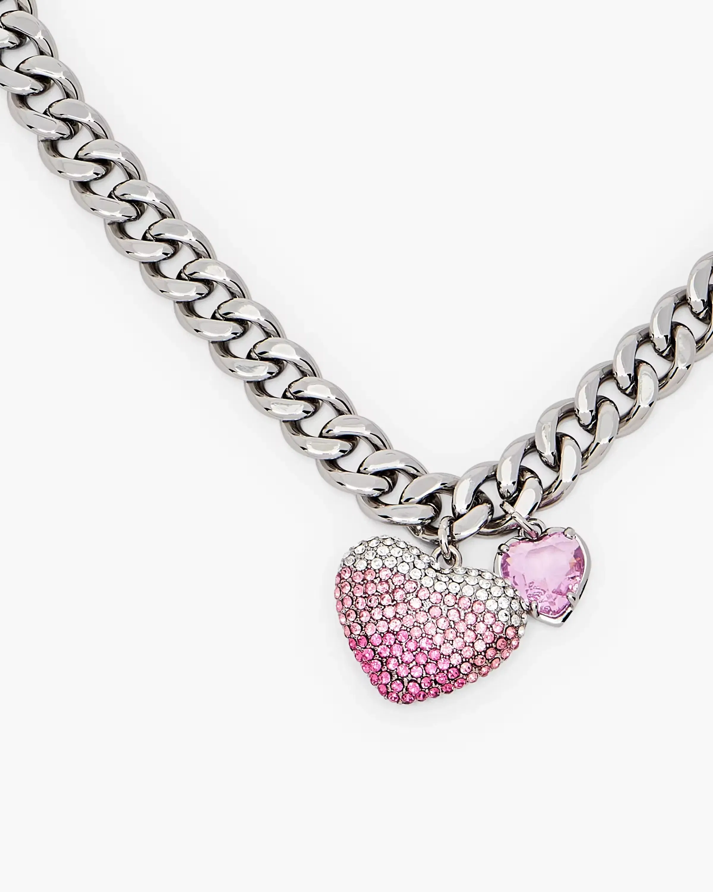 Marc Jacobs The Heart Balloon Pave Necklace Silver/Rose