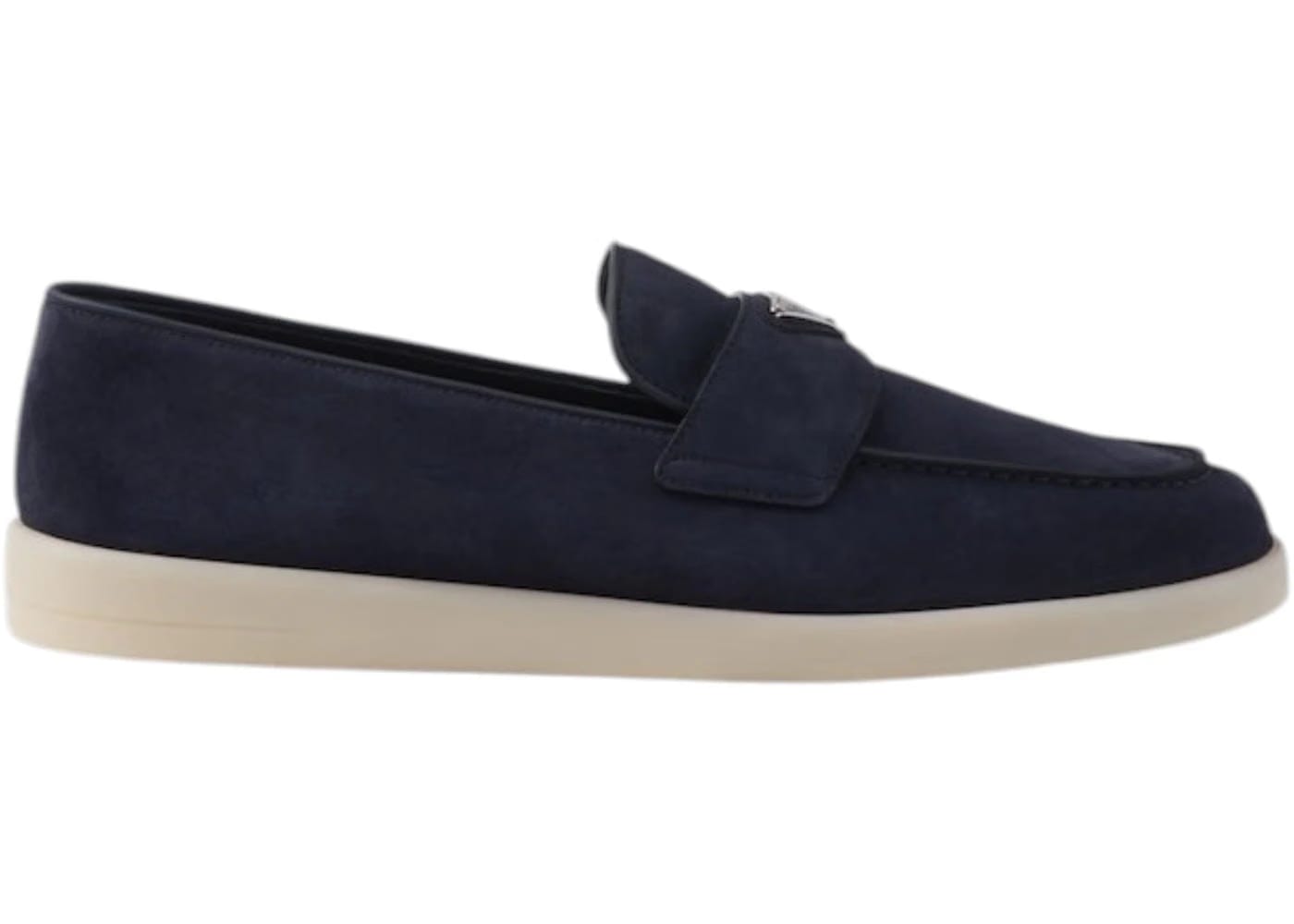Prada Suede Logo Loafer Navy
