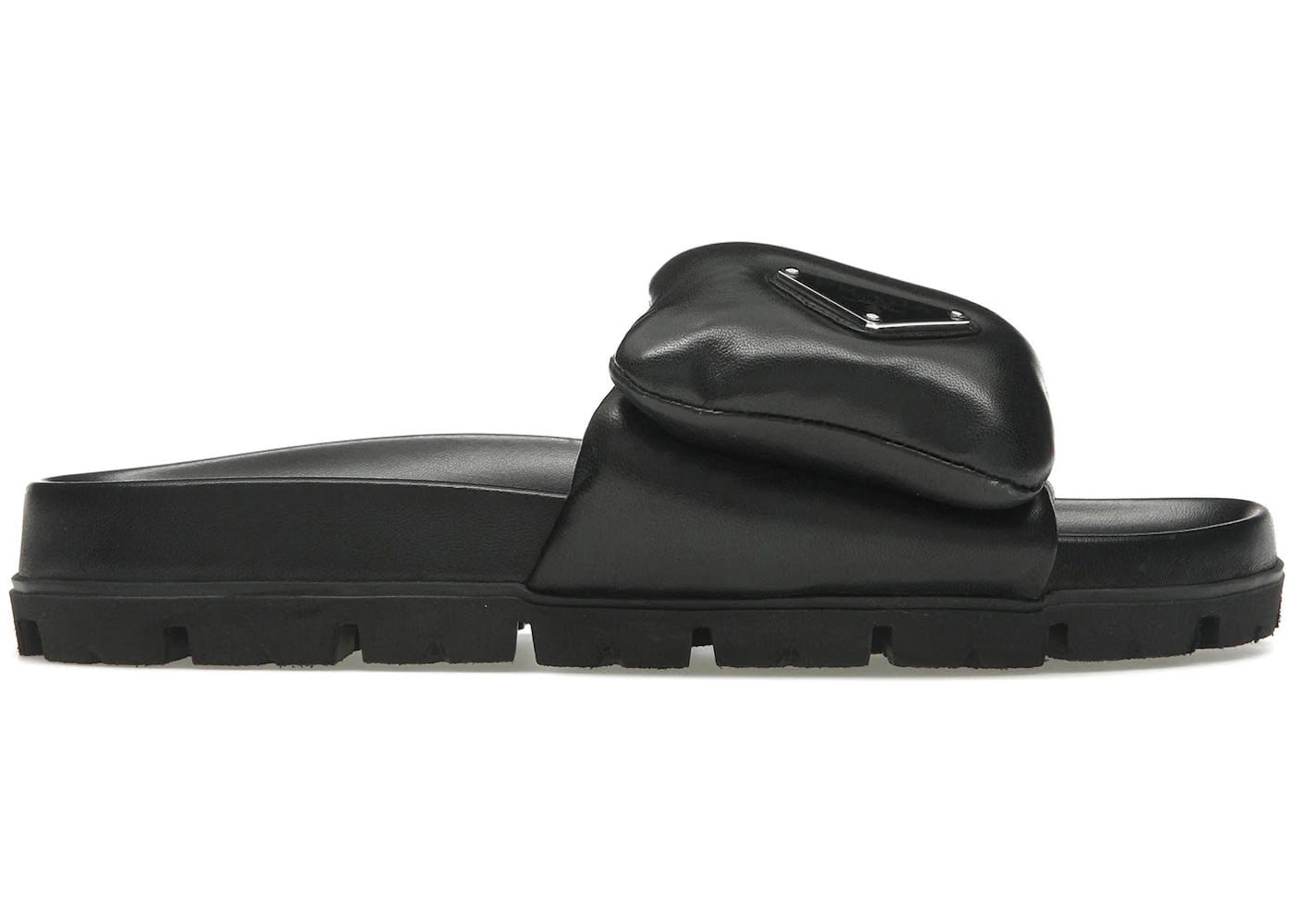 Prada Soft Padded 20Mm Slide Sandal Black Nappa Leather