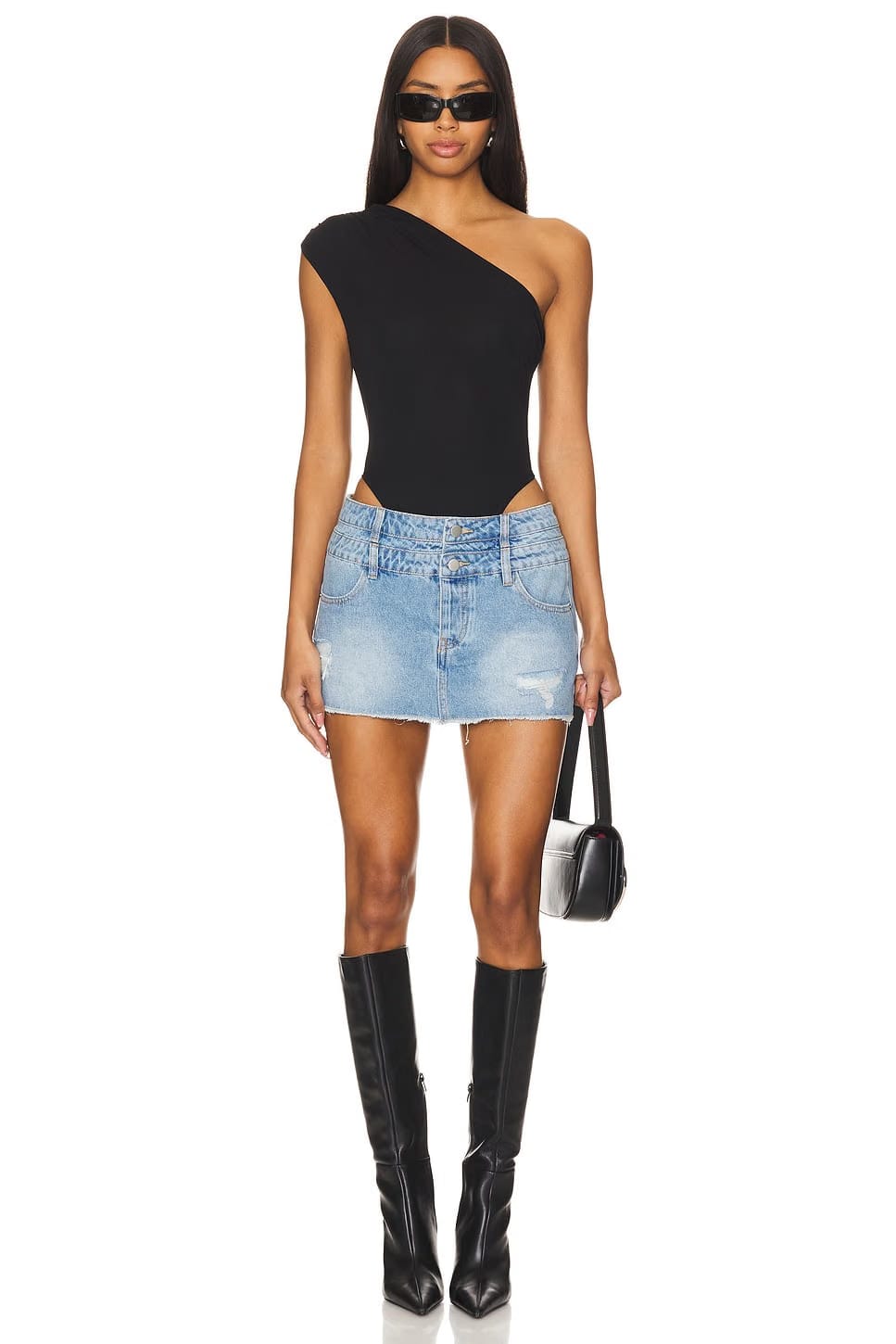 superdown Courtney Micro Mini Skirt in Light Wash