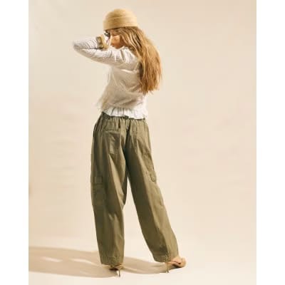 Green Straight Leg Cargo Trousers