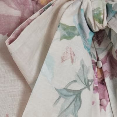 Cream Floral Pussybow Blouse