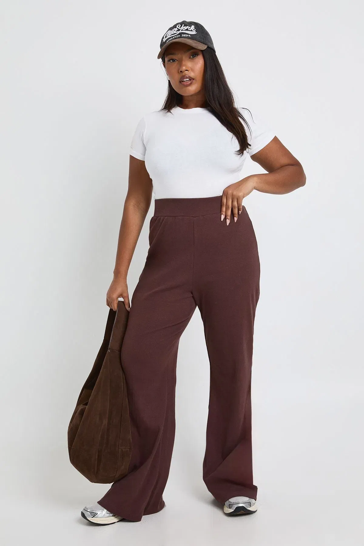 Plus Basic Rib Flared Legging