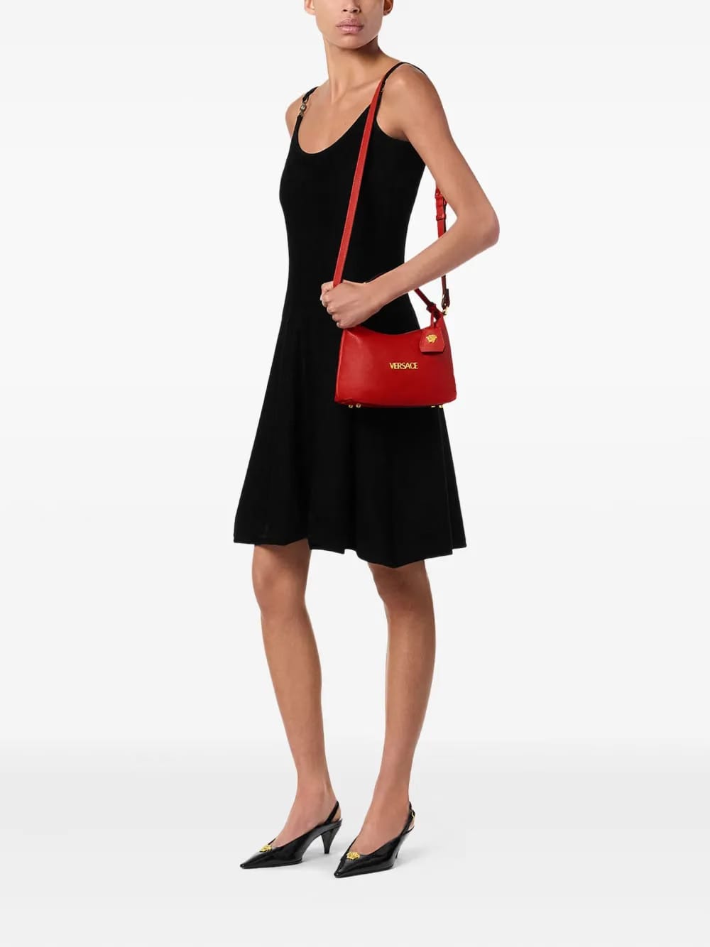 Tag logo-plaque leather shoulder bag