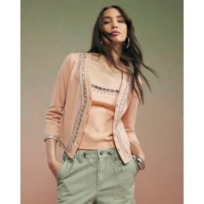 Orange Year Zero Embellished Trim Cardigan