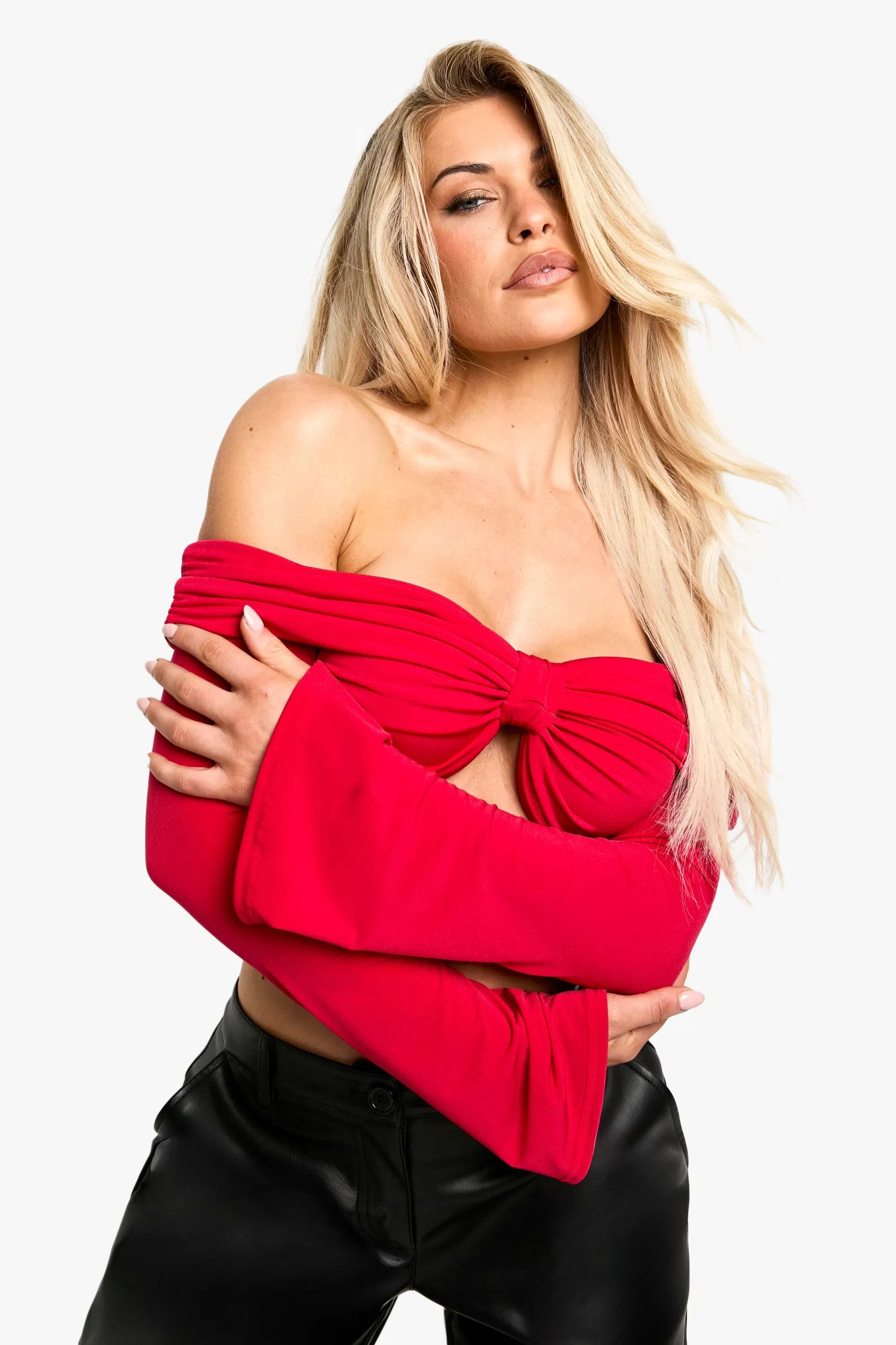 Slinky Bardot Bow Detail Top