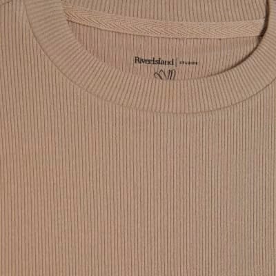 Beige Fitted Rib T-Shirt