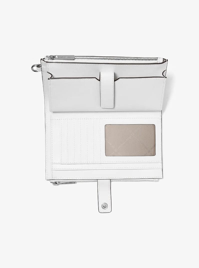 Michael Kors Jet Set Travel Rainbow Logo Embossed Wristlet Optic White