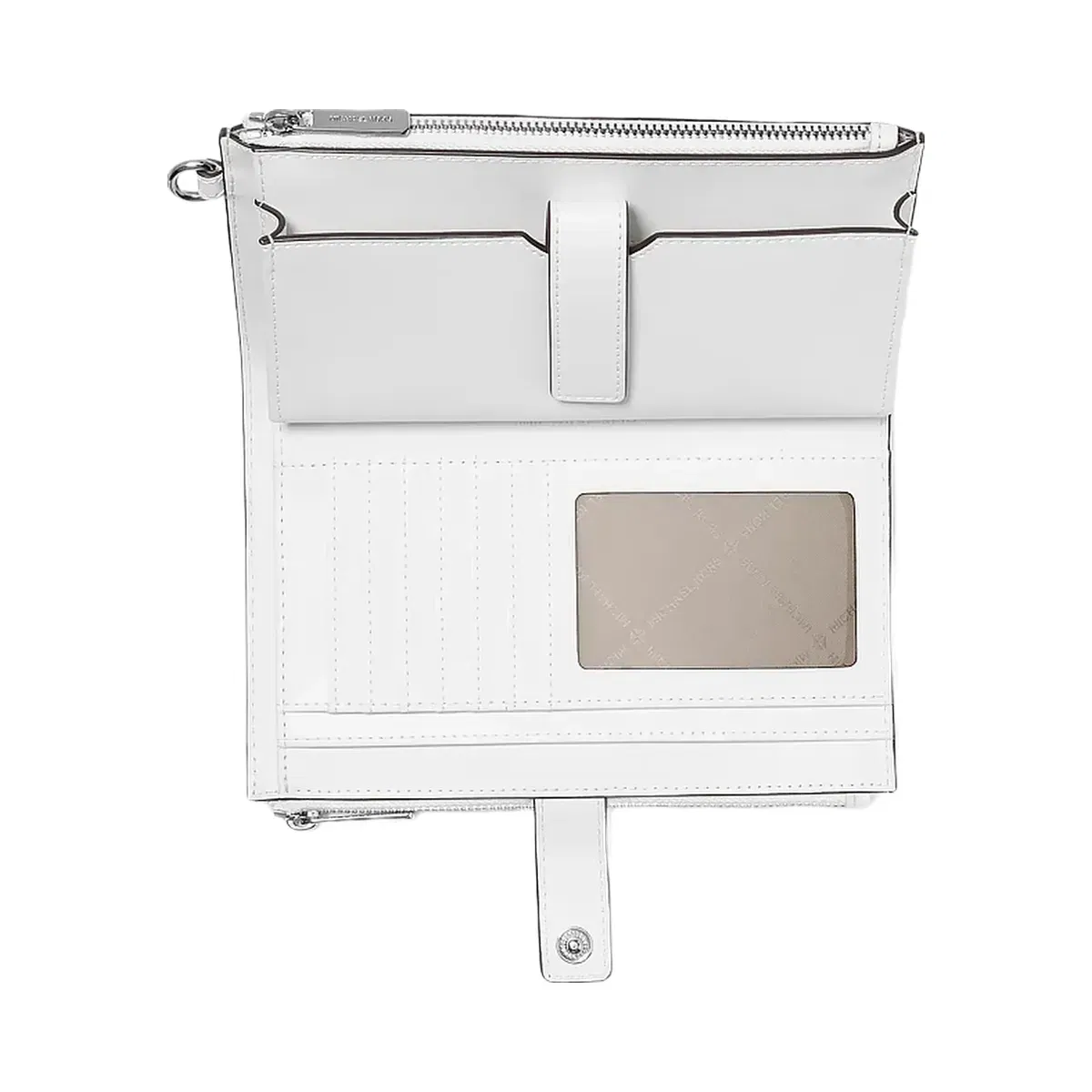 Michael Kors Jet Set Travel Rainbow Logo Embossed Wristlet Optic White