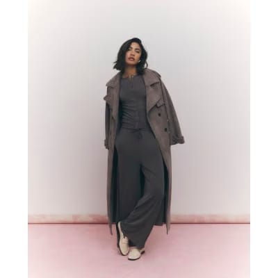Brown Soft Touch Wide Leg Trousers