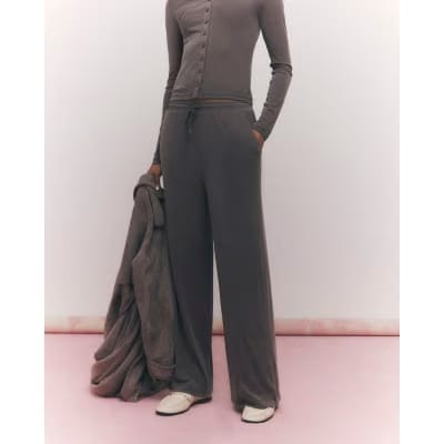 Brown Soft Touch Wide Leg Trousers