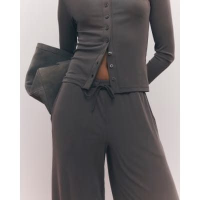 Brown Soft Touch Wide Leg Trousers