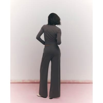 Brown Soft Touch Wide Leg Trousers