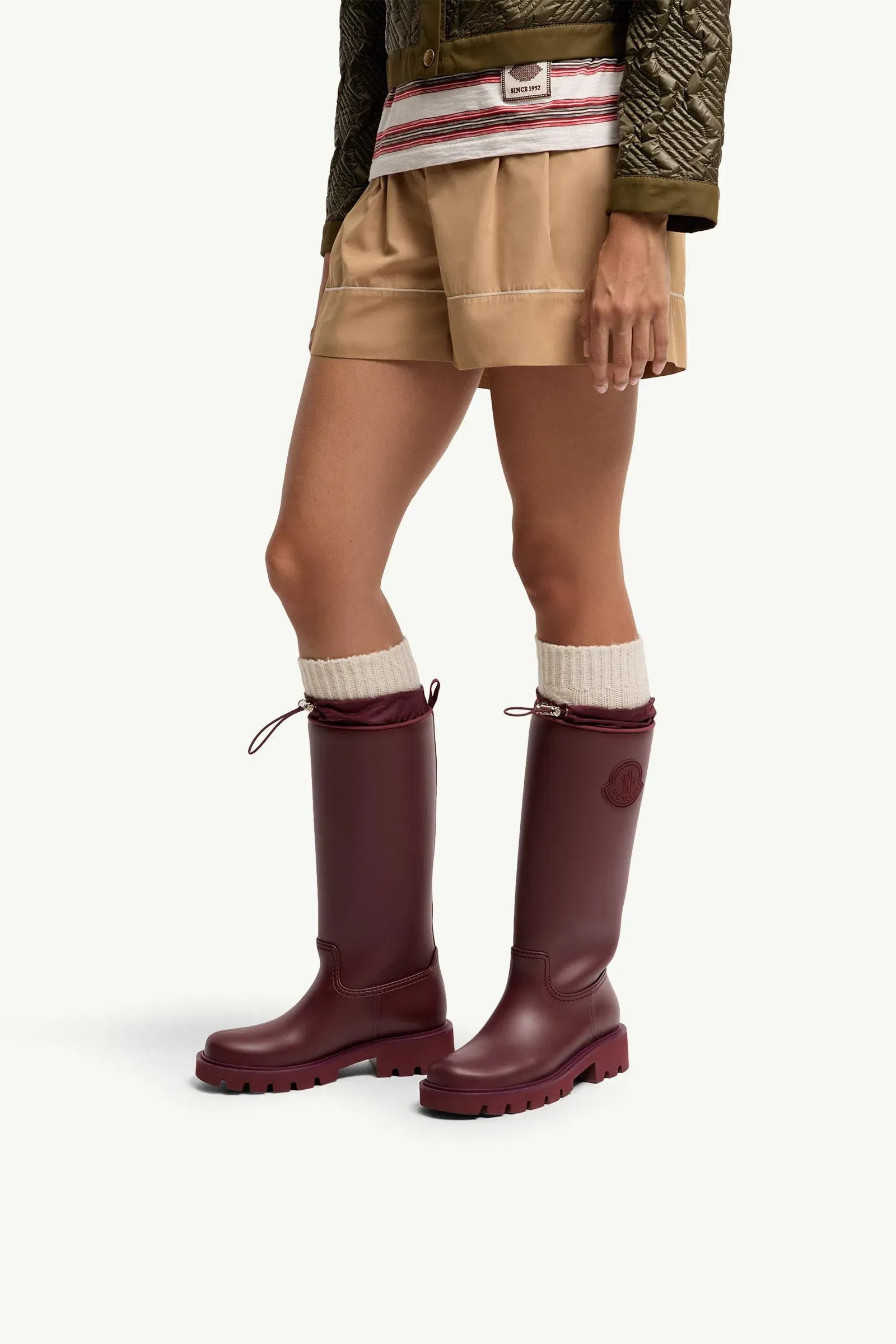 Moncler Kickstream High Rain Boots Burgundy