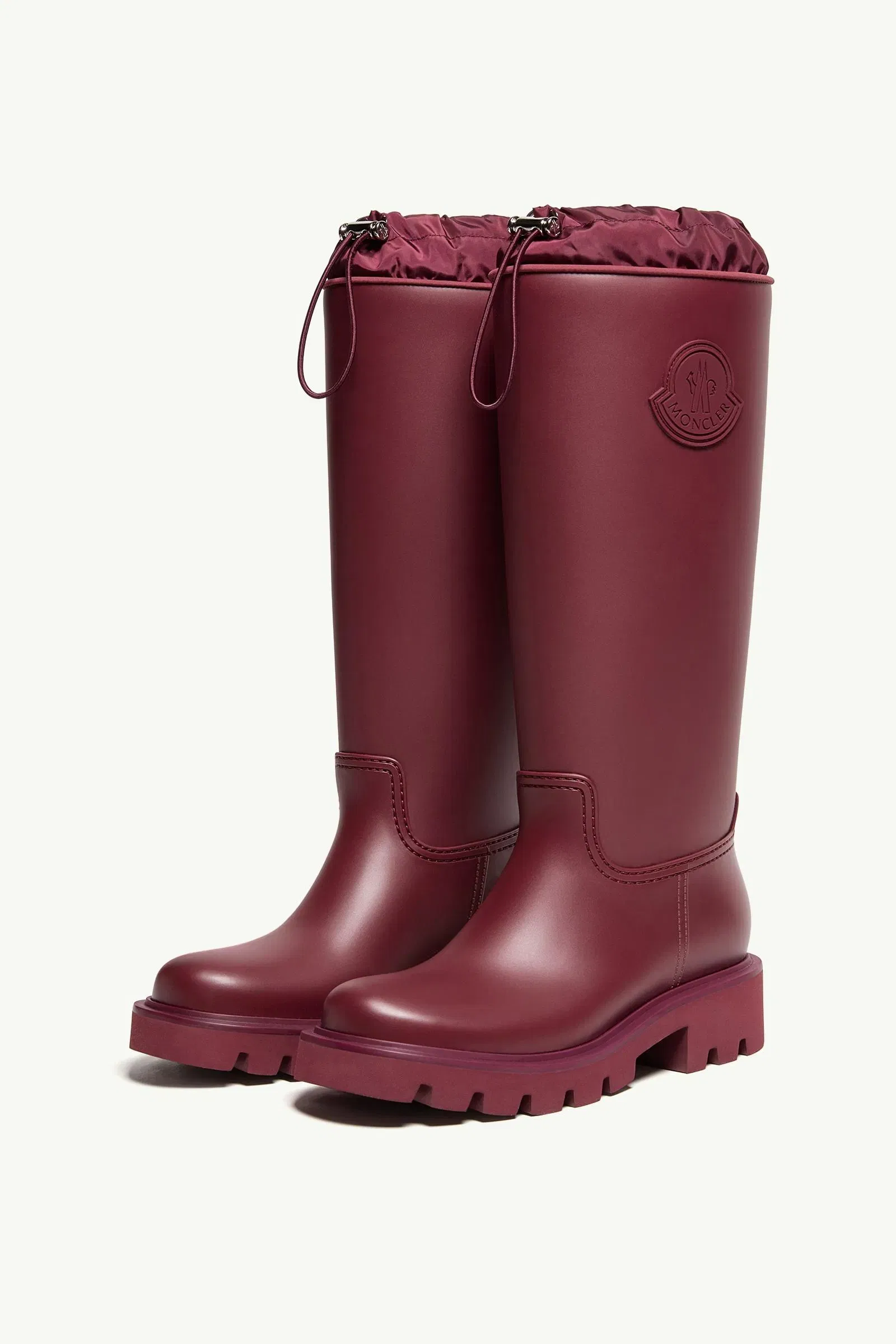 Moncler Kickstream High Rain Boots Burgundy