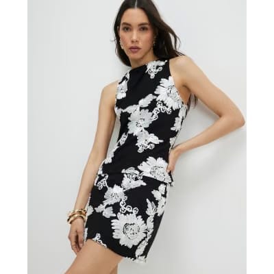 Black Floral Cornelli Mini Skirt