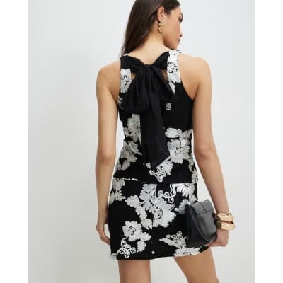 Black Floral Cornelli Mini Skirt