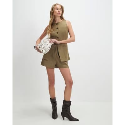 Green Faux Suede Shorts