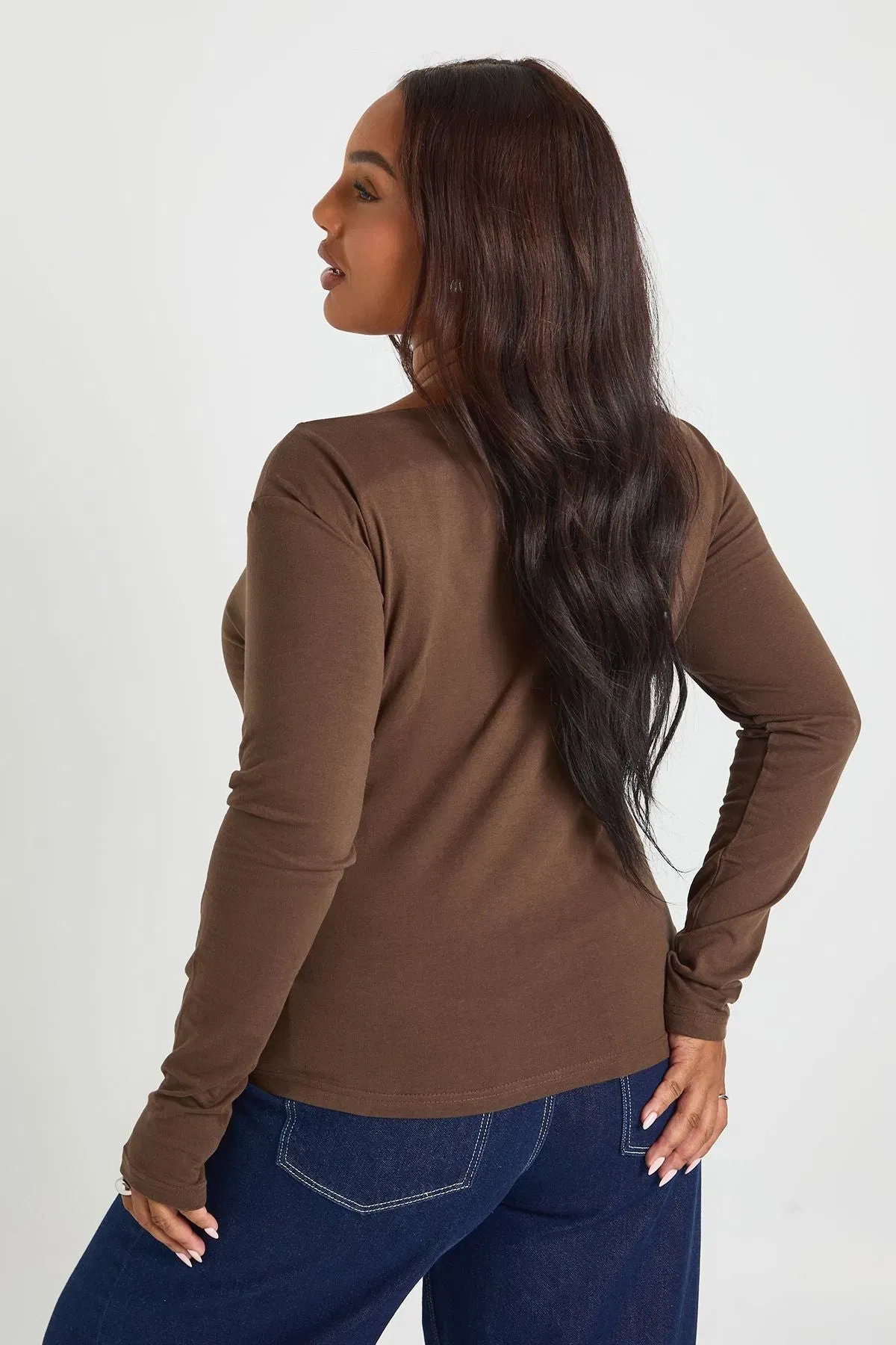 Plus Cotton Scoop Neck & Back Top