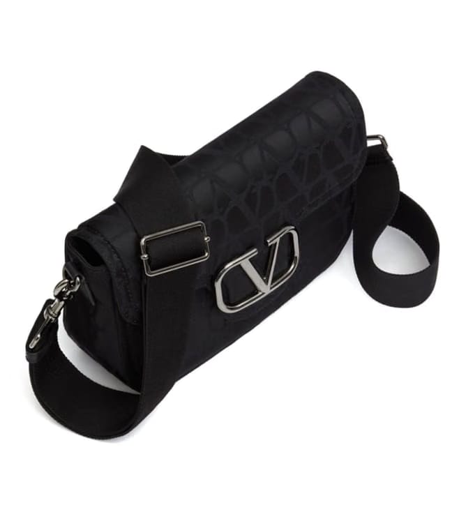 Black V Logo Toile Iconographe Cross Body Bag