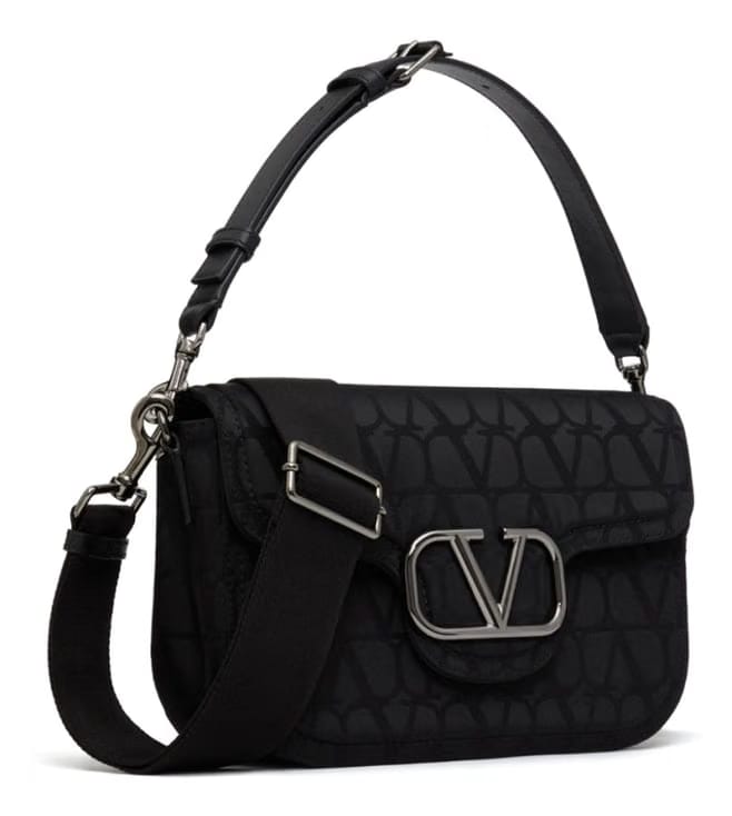 Black V Logo Toile Iconographe Cross Body Bag