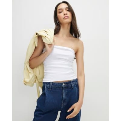 White Sleeveless Bandeau Top