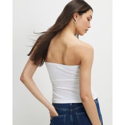 White Sleeveless Bandeau Top