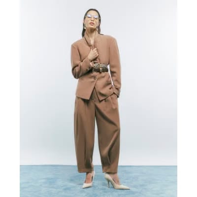 Brown Tapered Trousers
